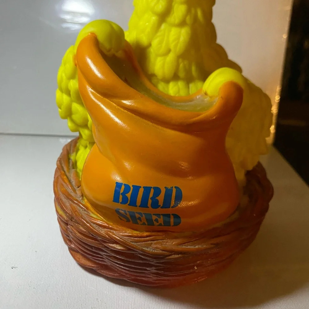 Vintage Yellow Big Bird Ceramic Bird Feeder Figurine